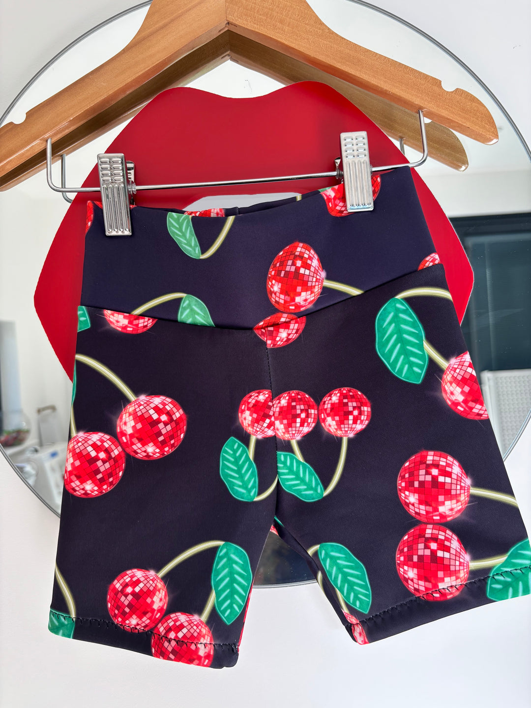 Red Disco Cherries (Jersey) Kids Shorts House of Happy Threads