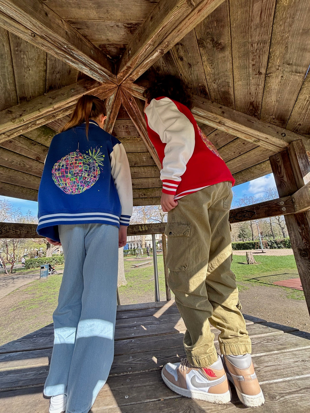 Kids Neon Disco Bomber Jacket - Blue House of Happy Threads