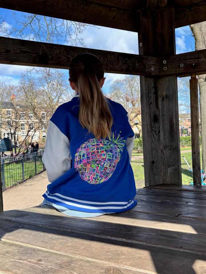 Kids Neon Disco Bomber Jacket - Blue House of Happy Threads