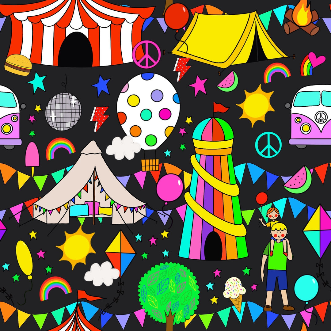 UV Glow Black Festival Flared Leggings House of Happy Threads